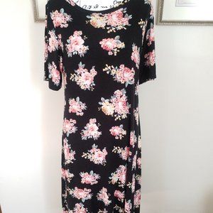 Black Floral Tshirt Dress